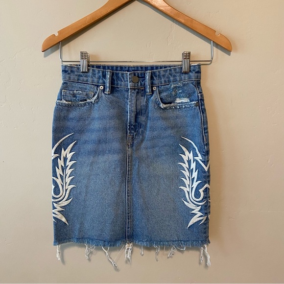 NWT All Saints Philly Denim Embroidered Mini Skirt 2 - Picture 11 of 11